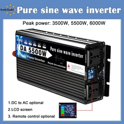 Pure Sine Wave Inverter DC 12V-72V to AC 110V 220V 3500W 5500W 6000W Transformer Power Solar Car Inverters LCD Converter Remote