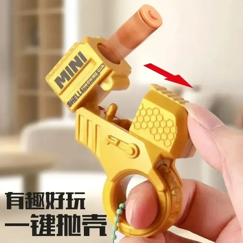 Toy Mini Shell Ejecting Toy Gun Anti Stress Hand Spinner Ring Pistol Birthday Gift Game Gold Finger Stress Relief