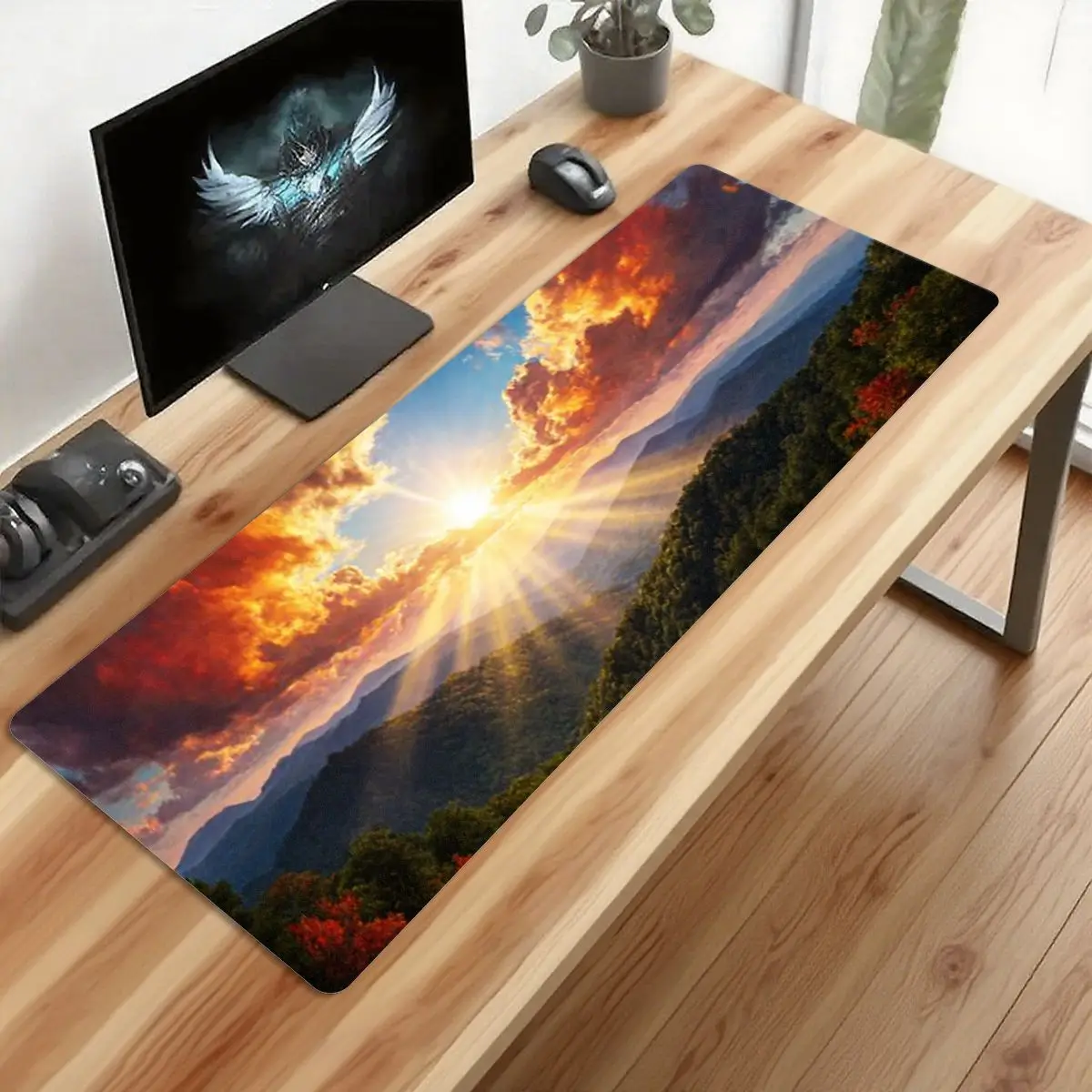 1 Piece Sunset Mountain Landscape Gaming Mouse Pad, Anti-Slip Base, HD Print, Perfect for Office and Gaming Use #4