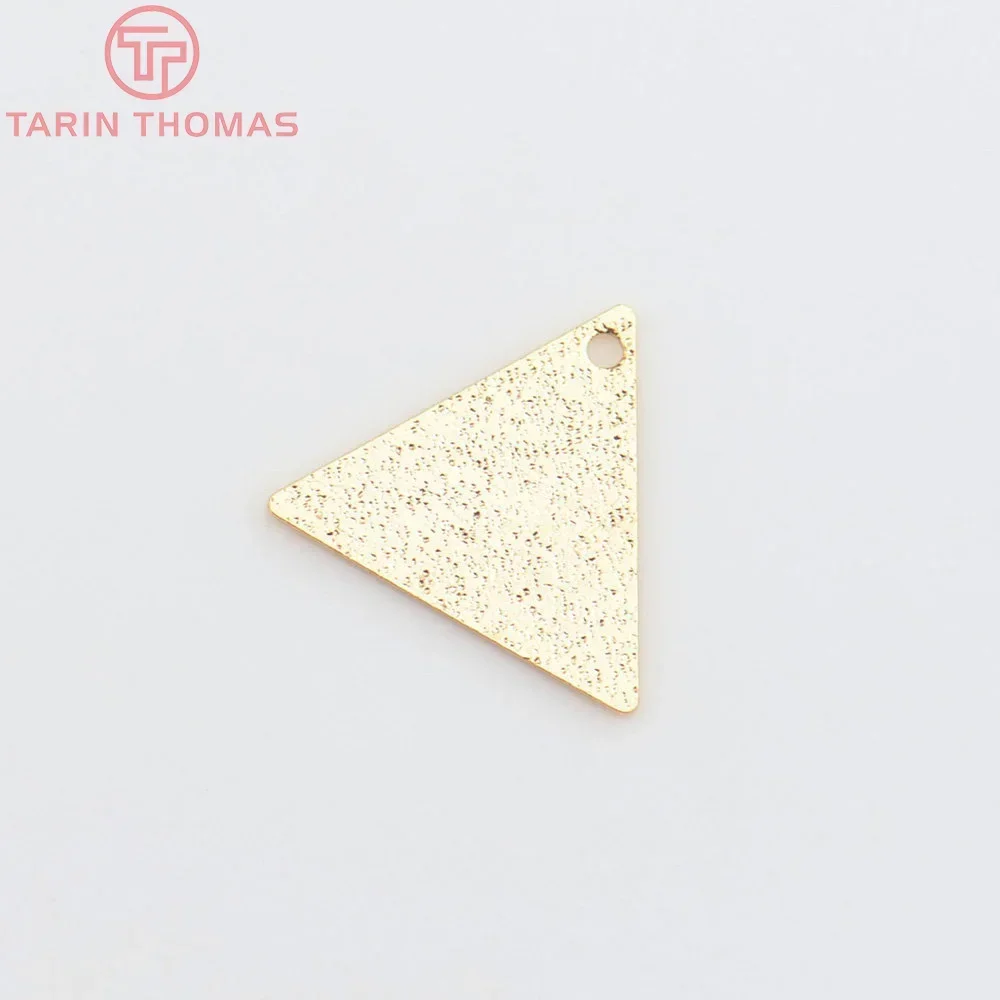 (4562) 20 peças 15x13mm buraco 1mm 24k cor dourada pingente triangular de latão pingente de alta qualidade acessórios de joias diy atacado