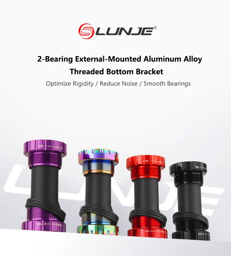 

LUNJE Bottom Bracket,Hollow Integrated Crankset BB,2-Bearing External Thread,Aluminum Alloy,24mm Axle Compatible,for MBT/road