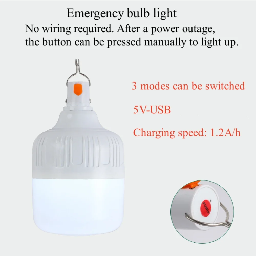 Luces inteligentes LED recargables para barbacoa, bombillas de resaltado portátiles para exteriores con gancho, Cable de datos para senderismo, lámpara de emergencia