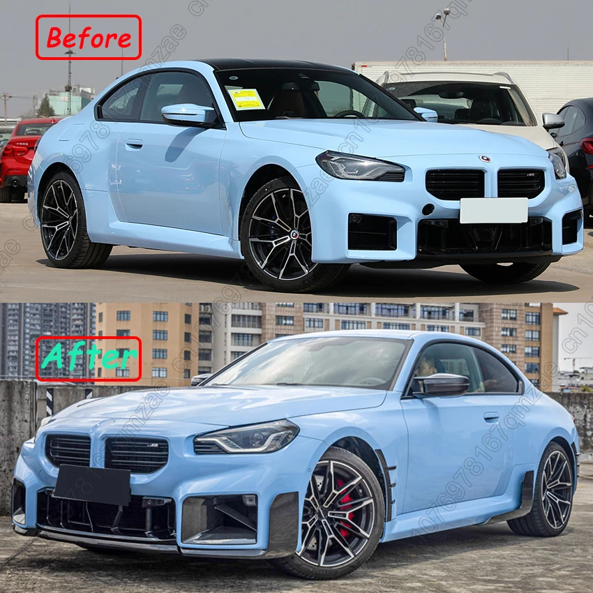 3PCS Front Bumper Spoiler Lip Lower Guard Blade Splitter For BMW 2 Series M2 G87 2023-2024 MP Style Guard Cover Tuning Kits