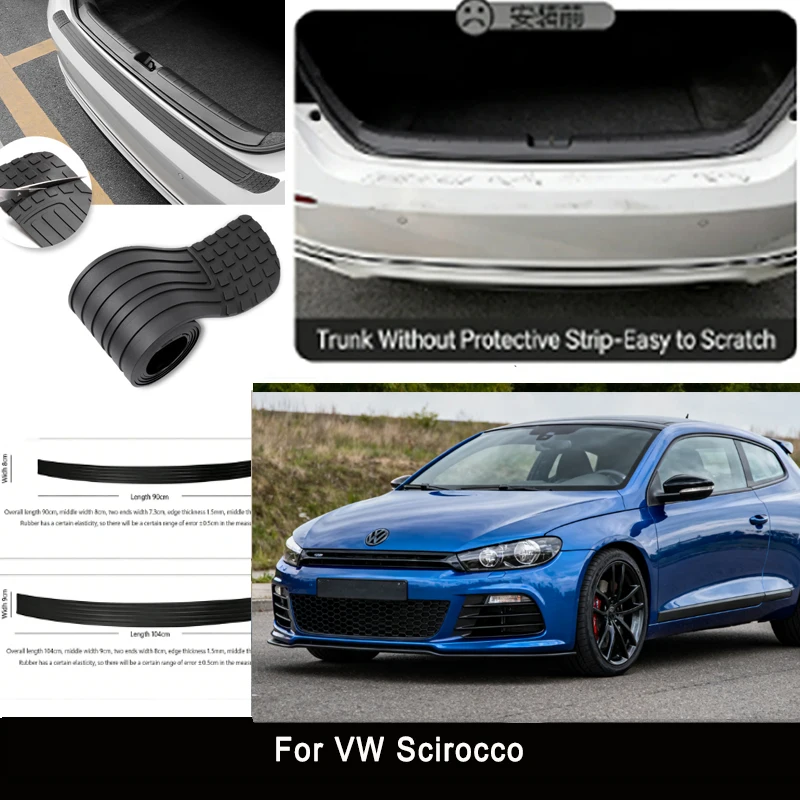 

For VW Scirocco Rear Trunk Guard Plate Sticker Car Rear Bumper Trim Anti-Kicked Scratch Protector Sticker Strip