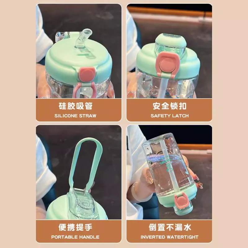 550Ml Snoopy Cangkir Air Mode Kapasitas Besar Cangkir Jerami Plastik Portabel Botol Air Olahraga Luar Ruangan Botol Minuman Anti Bocor