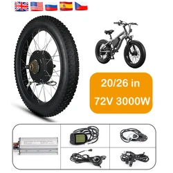 72v 3000w motore bici elettrica DC Brushless Fatbike Hub Motor Wheel 20/26in Kit di conversione Ebike Fat Bike Motor Wheel 170mm