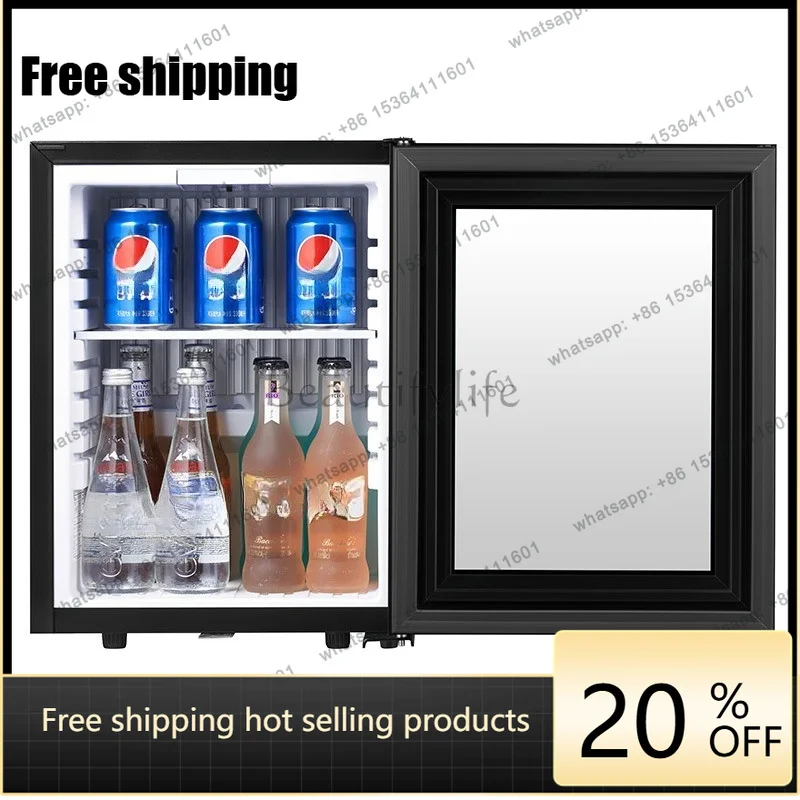 YJ Transparent Single Door Mini Refrigerator Inverter Silent Cooling Cabinet For Hotel Household Food Sample Beverage Storage