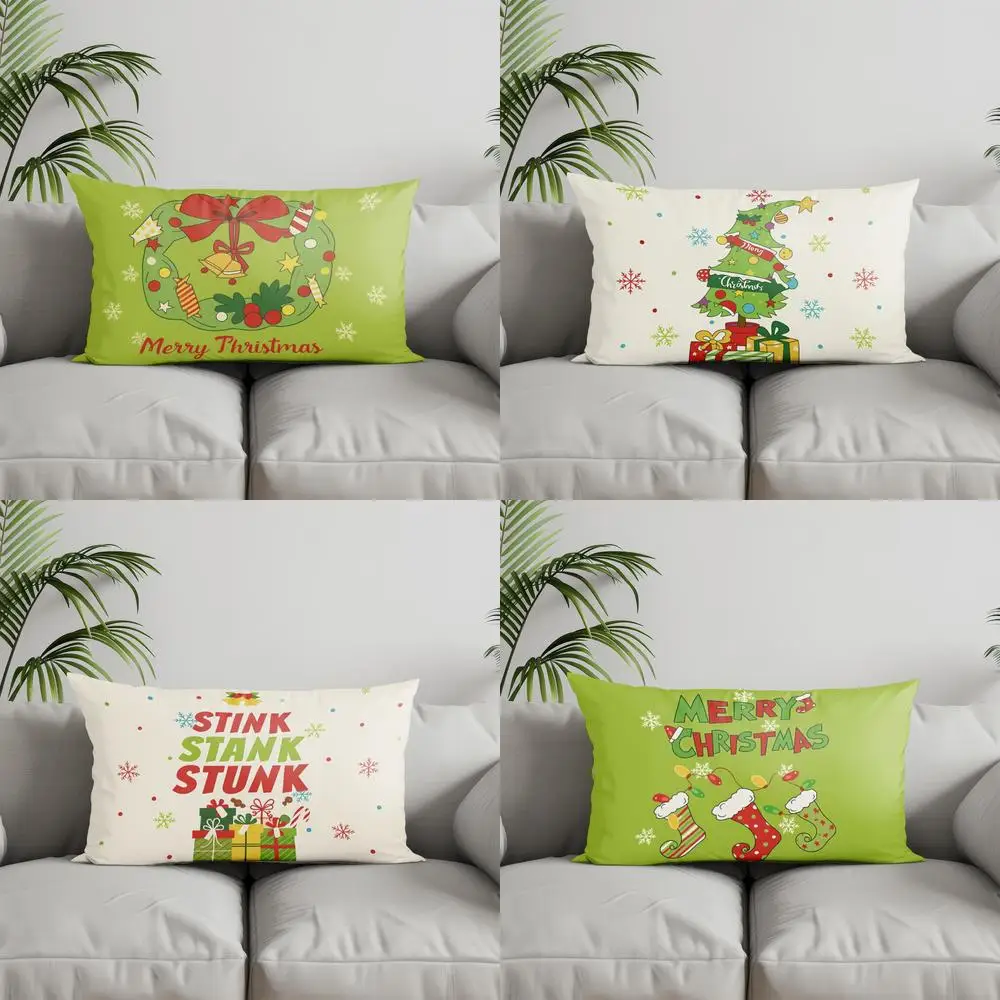 ديكور المنزل عيد الميلاد إكليل عيد ميلاد سعيد مناسبة ل أريكة غرفة نوم سيارة وسادة غطاء وسادة وسادة الظهر مستطيلة