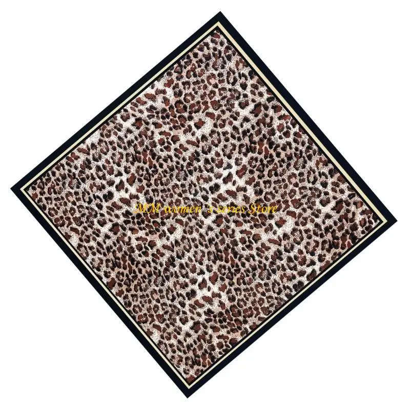 

Q39C Leopard Print Neck Scarf Women Imitation Silk Neckerchief Fashionable Head Wrap