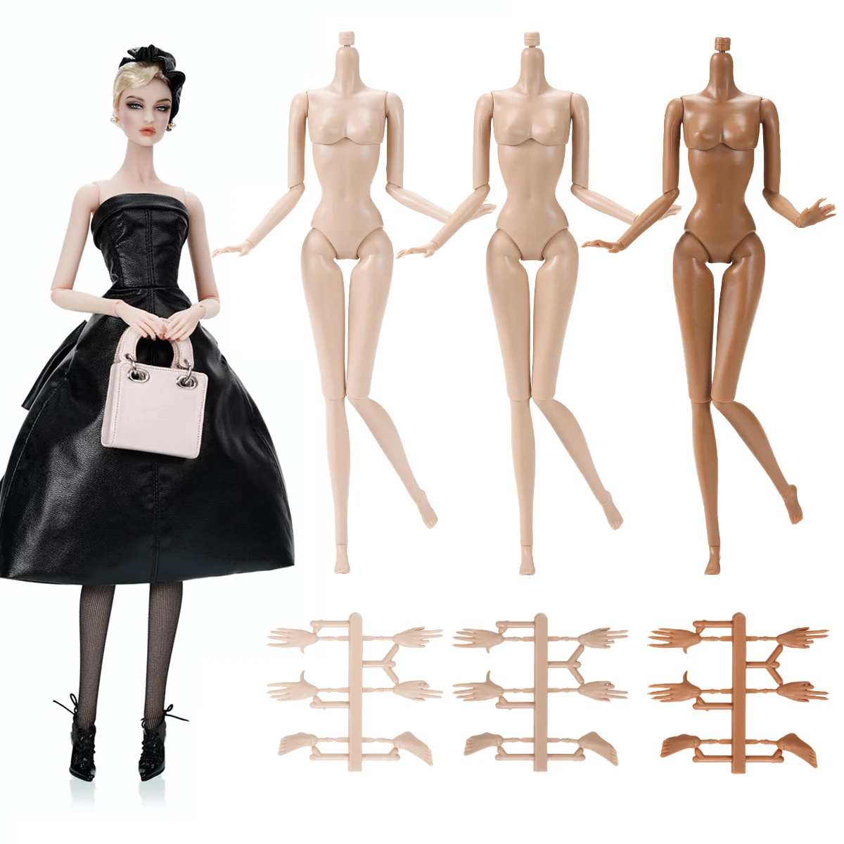 

New Upgraded 2nd 1/6 Supermodel Doll Body Parts 29cm Joint Movable Female Figure Normal Skin With Replaceable Hand Foot For Babi