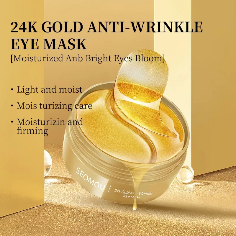 24K Gold Collagen Seaweed Hyaluronic Acid Repair Eye Mask Moisturizing Firming Anti Dark Circle Anti-wrinkle Eyes Eye Skin Care