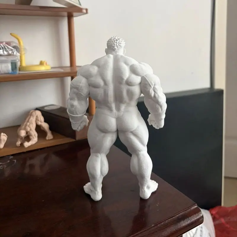 3D Printed Bodybuilder, Muscular Man, Spartan Fitness White Mold, 20cm Desktop Trendy Figurine Model