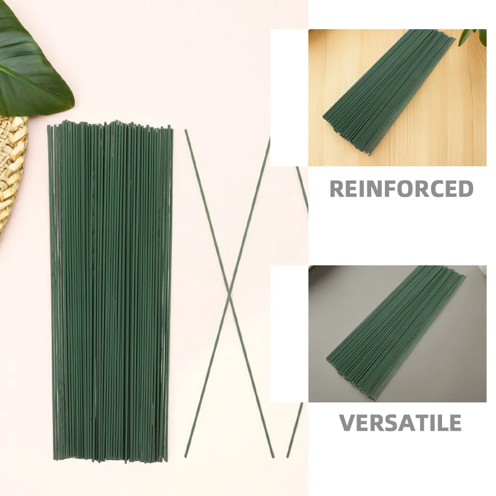 60Pcs Green Artificial Flower Wire Stems 40cm for DIY Crafts Bouquets Wreaths Floral Arrangement Supplies Green Floral Stems