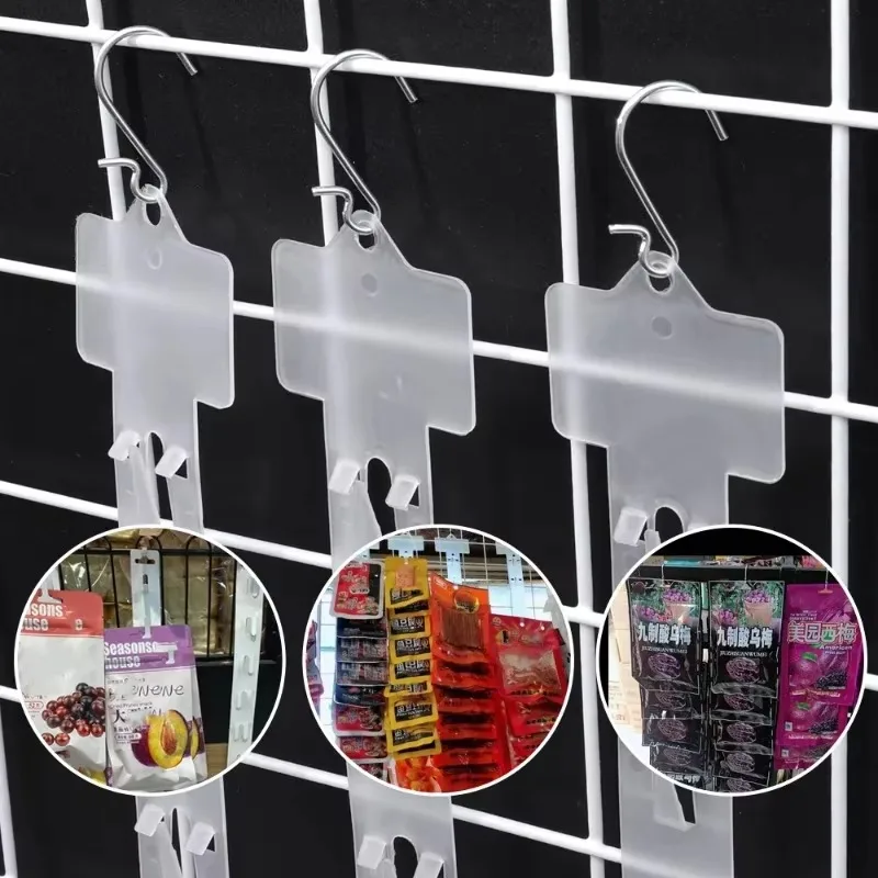 12/1Pcs Plastic Snack Hanging Strips Store Snacks Display Hanger with Hooks Merchandising Storage Clip Strip Supermarket Racks