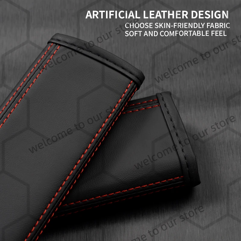 2Pcs For Sandero Stepway Duster Jogger Spring Logan Lodgy DCI Emblem Logo Leather Car Safety Belt Shoulder Cover Pads Interior view 3