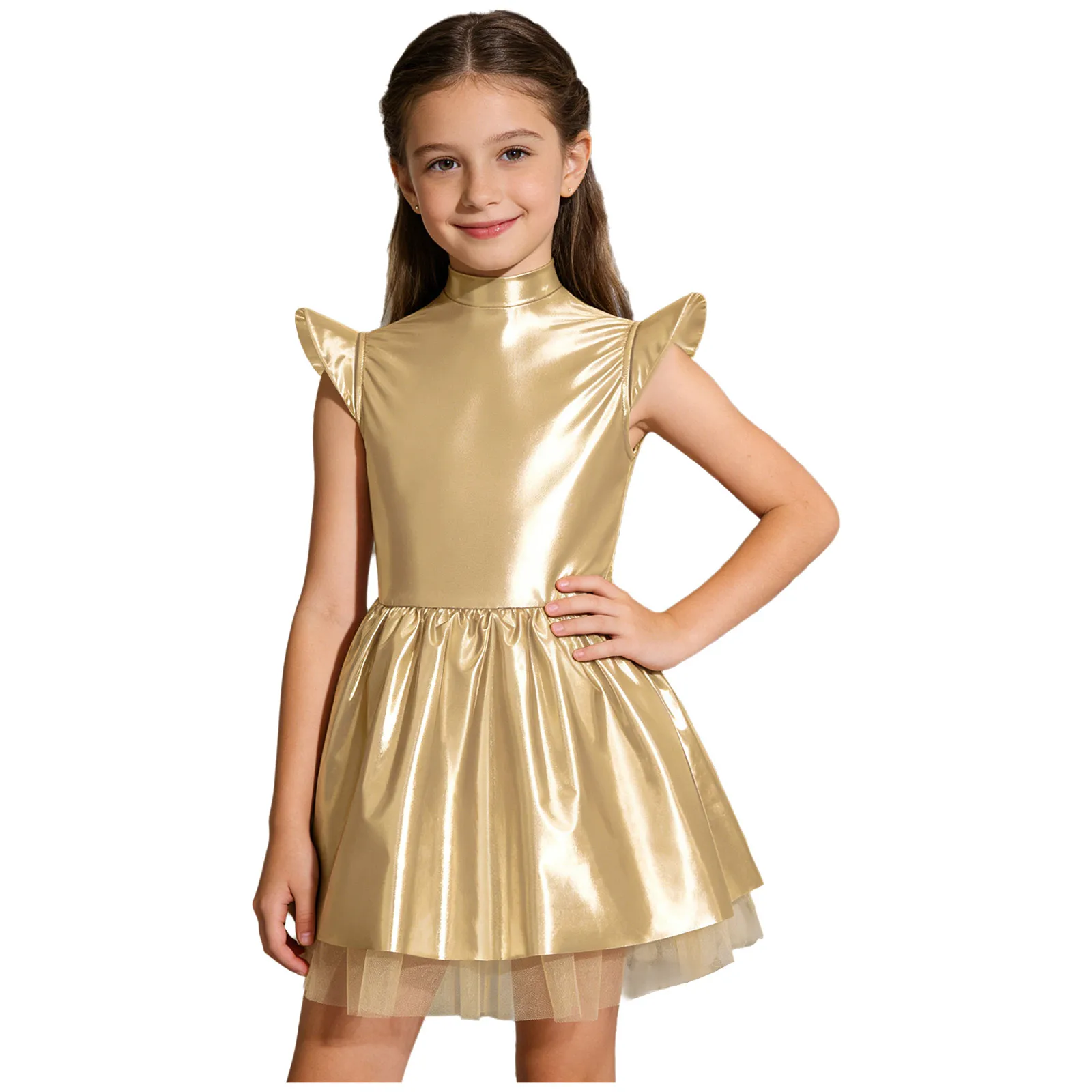 Meisjes metallic glanzende rits alien tutu-jurk kinderen Halloween ruimtethema feest robot astronaut Galaxy Warrior cosplay kostuum