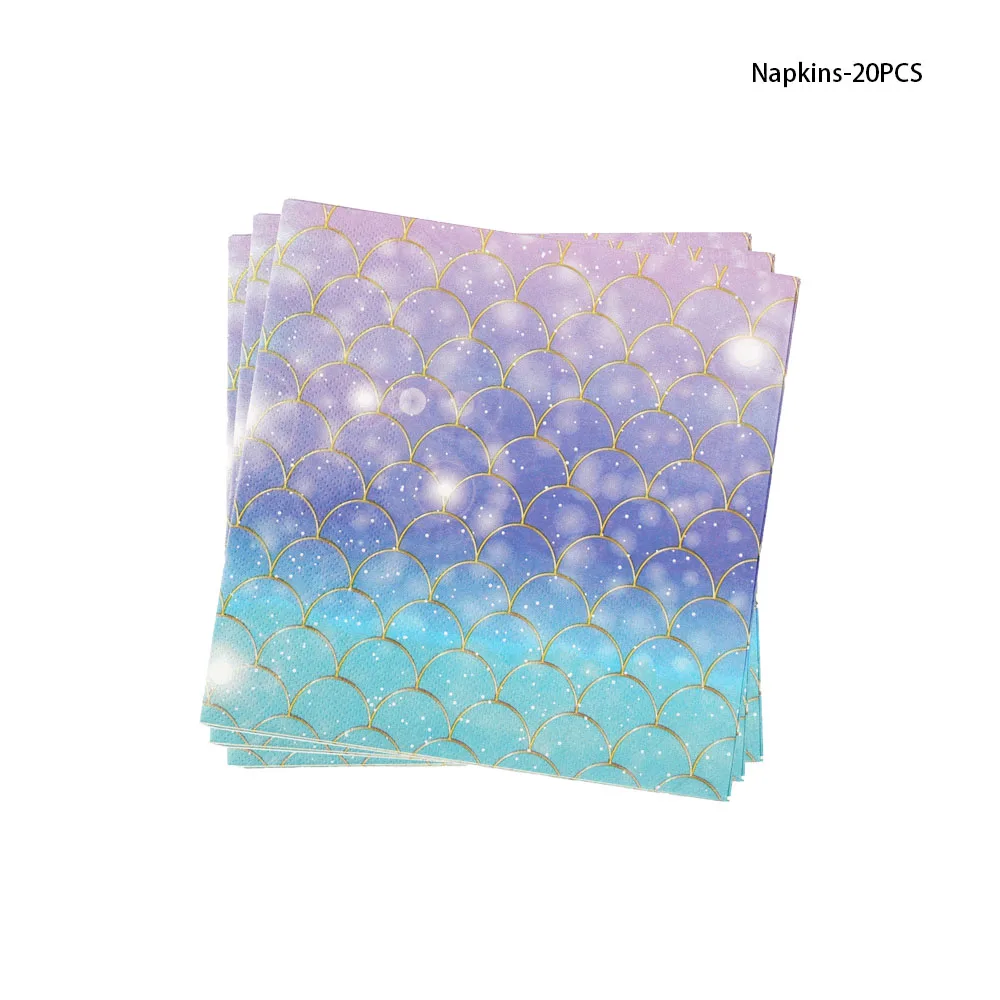 Zeemeermin Verjaardag Decoraties Meisje Wegwerp Papieren Borden Kopjes Servetten Plastic Rietjes Baby Douche Bruiloft Feestartikelen