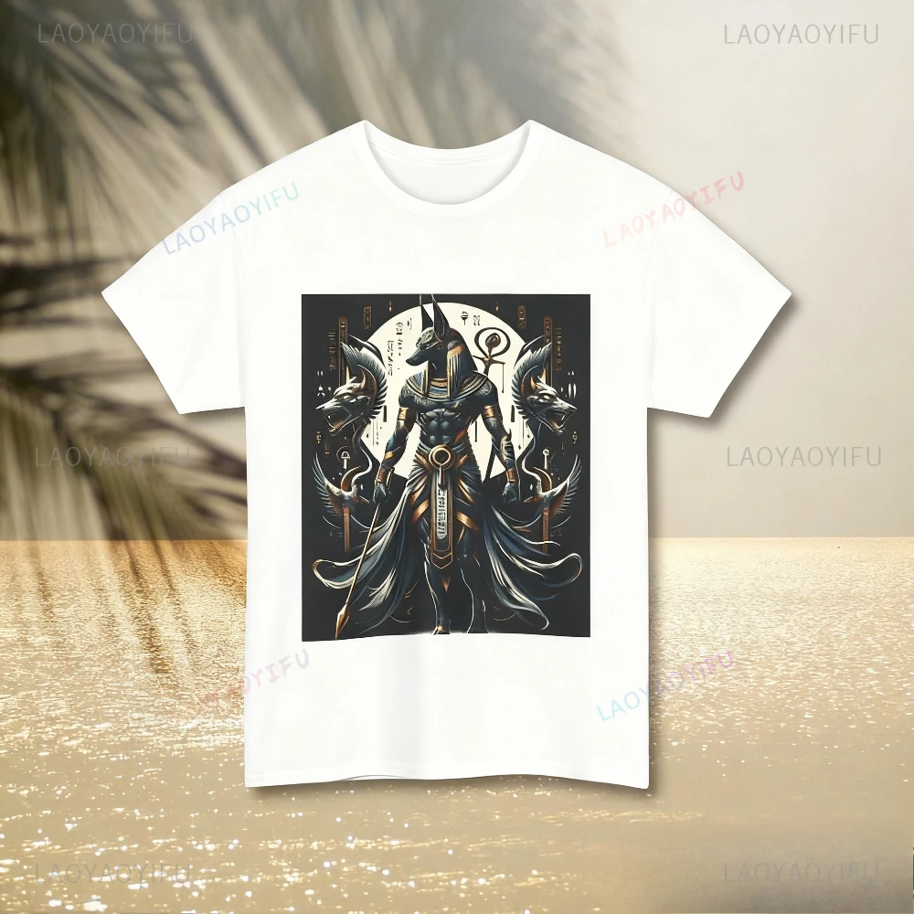 

Футболка с изображением воина Анубиса, футболка с рисунком египетского бога, туристическая сувенирная одежда для мужчин и женщин, крутая подарочная футболка, уличная одежда с графическим принтом