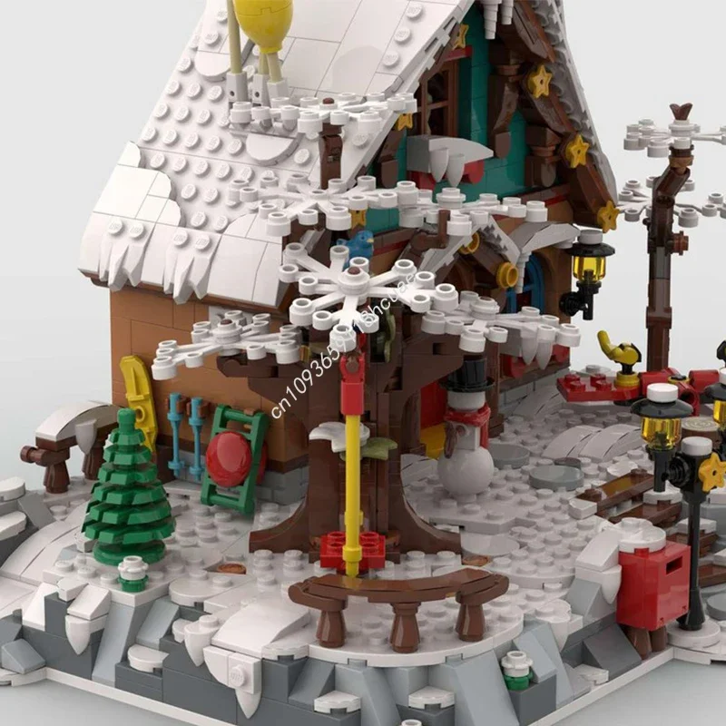 Moc City Street View Winter Kindergarten Haus Baustein Set DIY Zusammengebaute Ziegel kinder Spielzeug Geschenk