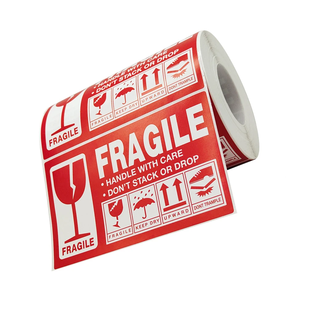 

1 Roll Fragile Warning Handle With Care Label Premium Adhesive Packing Shipping Decal Sticker For Boxes Bottles Wood