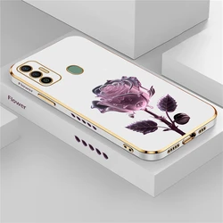 Phone Case For Infinix Tecno Spark 7 8 6 go 5 Air Camon 19 neo Pova 3 2 4 Pro Silicone Soft Flower Plating Back Cover Funda