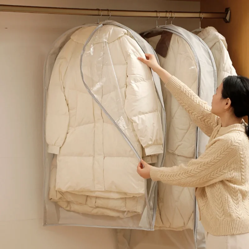 

Wardrobe Organizer Bags Down Jacket Air Compression Hanging Bag with Zipper Clothes Dust Cover Bag Save Space Cloth Storage Bag