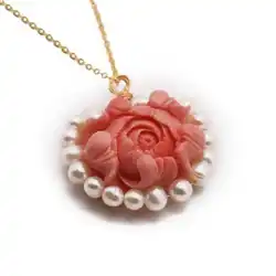 2022 New Natural Freshwater pearl pink coral flower pendant Crystal Reiki Chakra Jewelry Silver Beads Tibetan Energy Charm