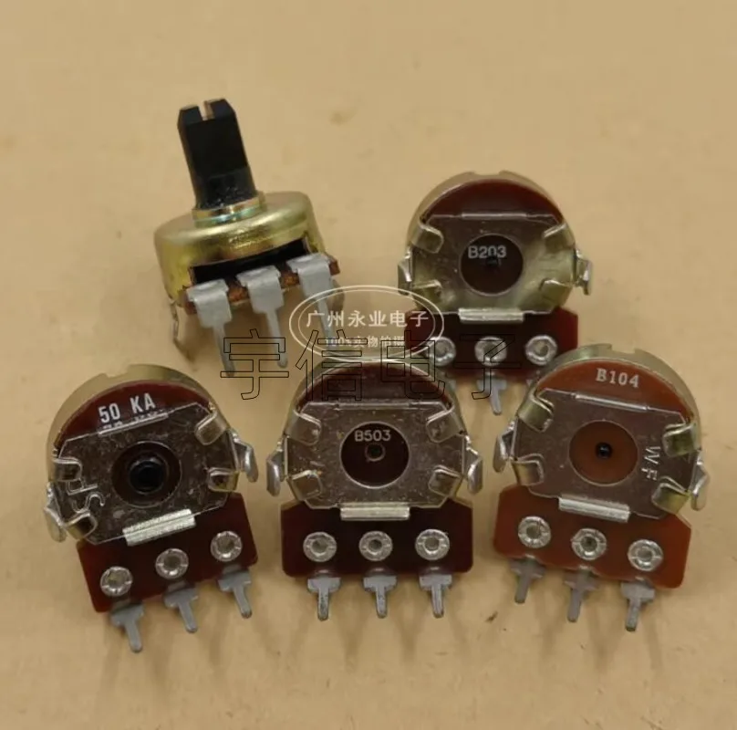 5PCS 161 Type Potentiometer Single Connection B20K B50K B100K A50K Half Shaft 10MM Volume Adjustment B203 B503 B104 A503 3-Pin