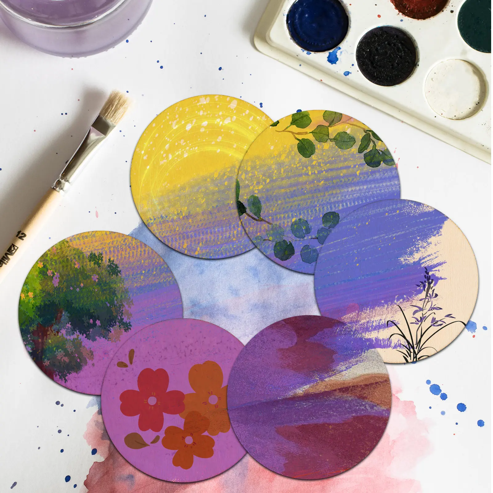 

200 шт. круглых деревянных дисков, необработанные деревянные заготовки для поделок, украшений и декора