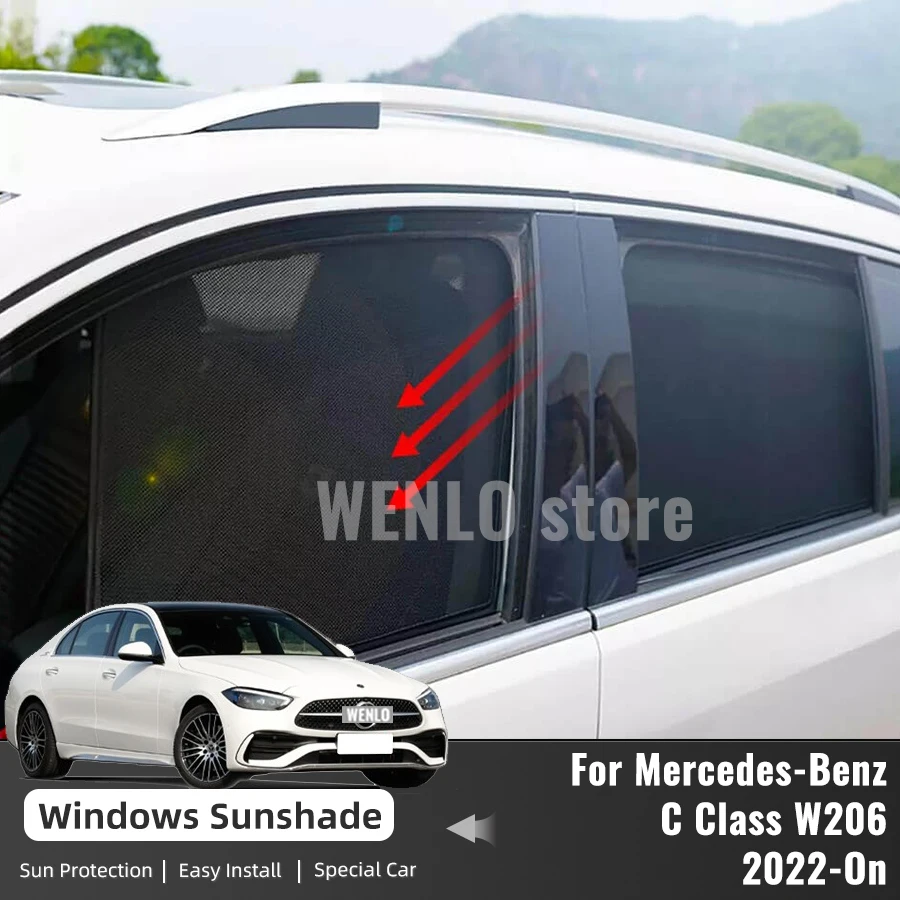 

For Mercedes Benz C Class W206 Sedan 2023 2022 Magnetic Car Sunshade Front Windshield Curtain Rear Side Window Sun Shades Shield