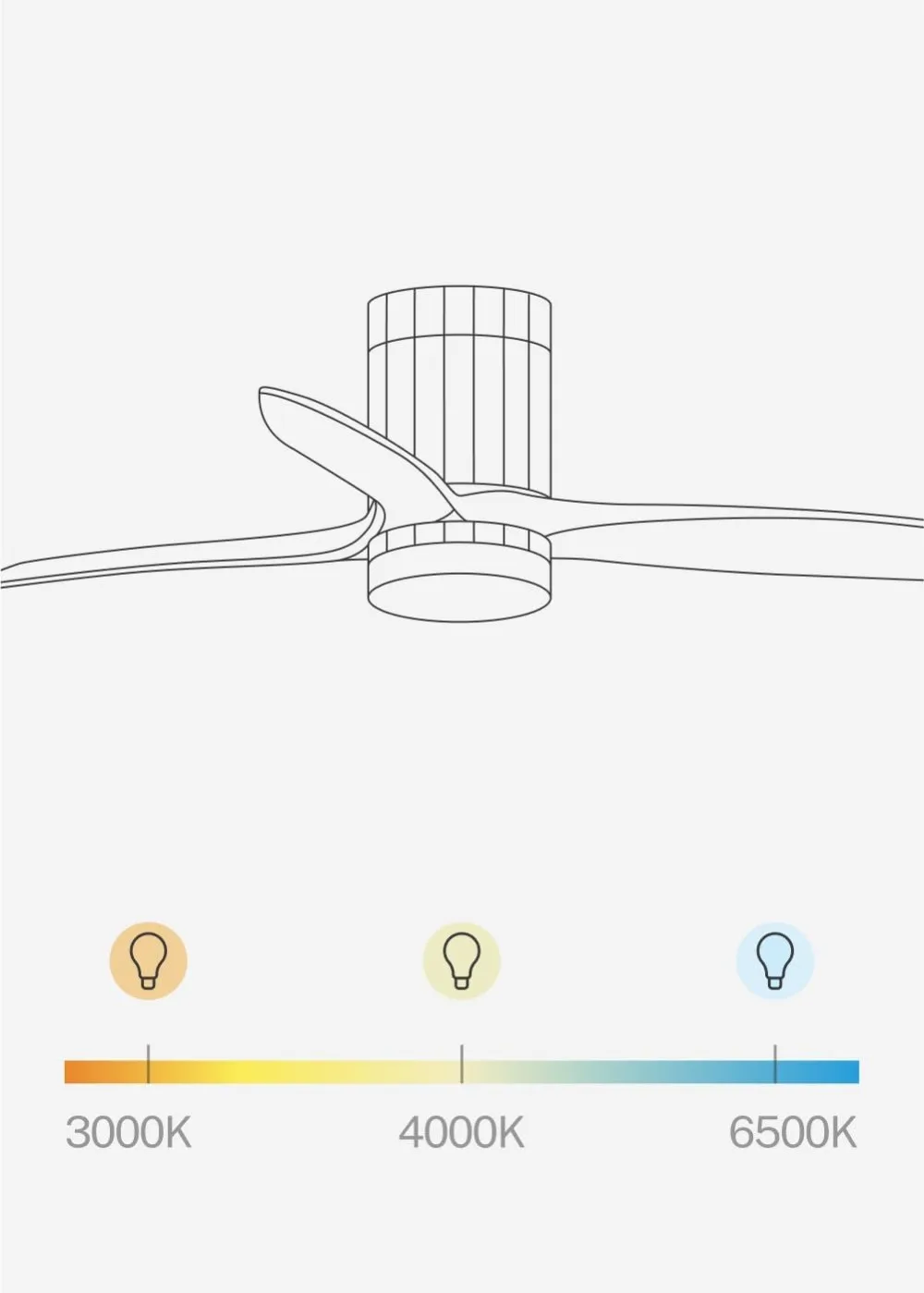 CREATE / WINDCALM LINE/Ventilador de techo con luz blanco y liyas verticales con Wifi y mando / 40W، Silencioso، Ø132 سم، 6 vel