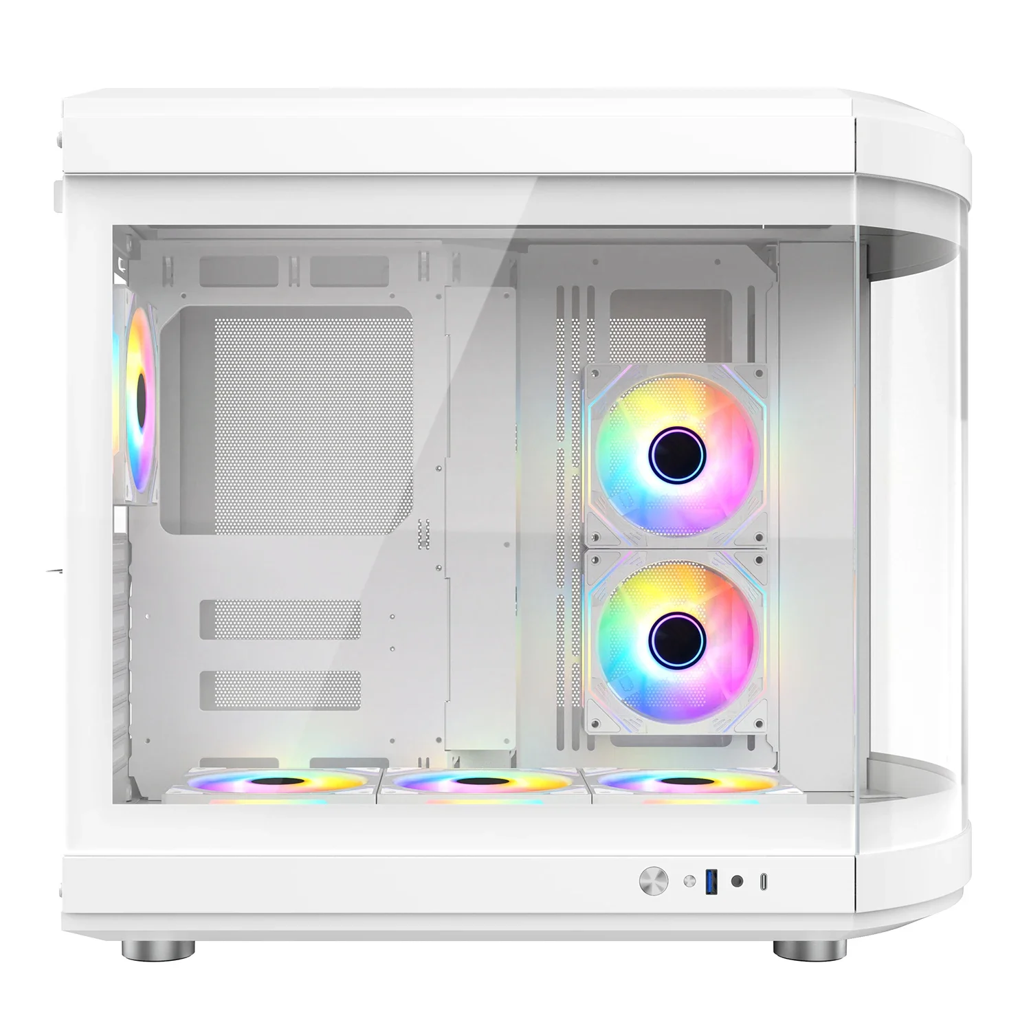 White Gamer Computer Cases Wholesale Factory Price OEM ODM Desktop Computer Cases Gaming Pc Case & Towers Full View Curve Glass