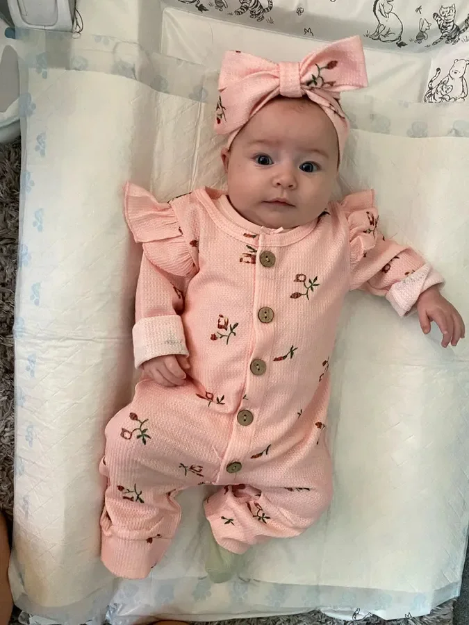 Casual Newborn Infant Baby Girl Romper Clothes Spring Autumn Long Sleeve Jumpsuit Playsuit Come with Headband Clothing for Girls