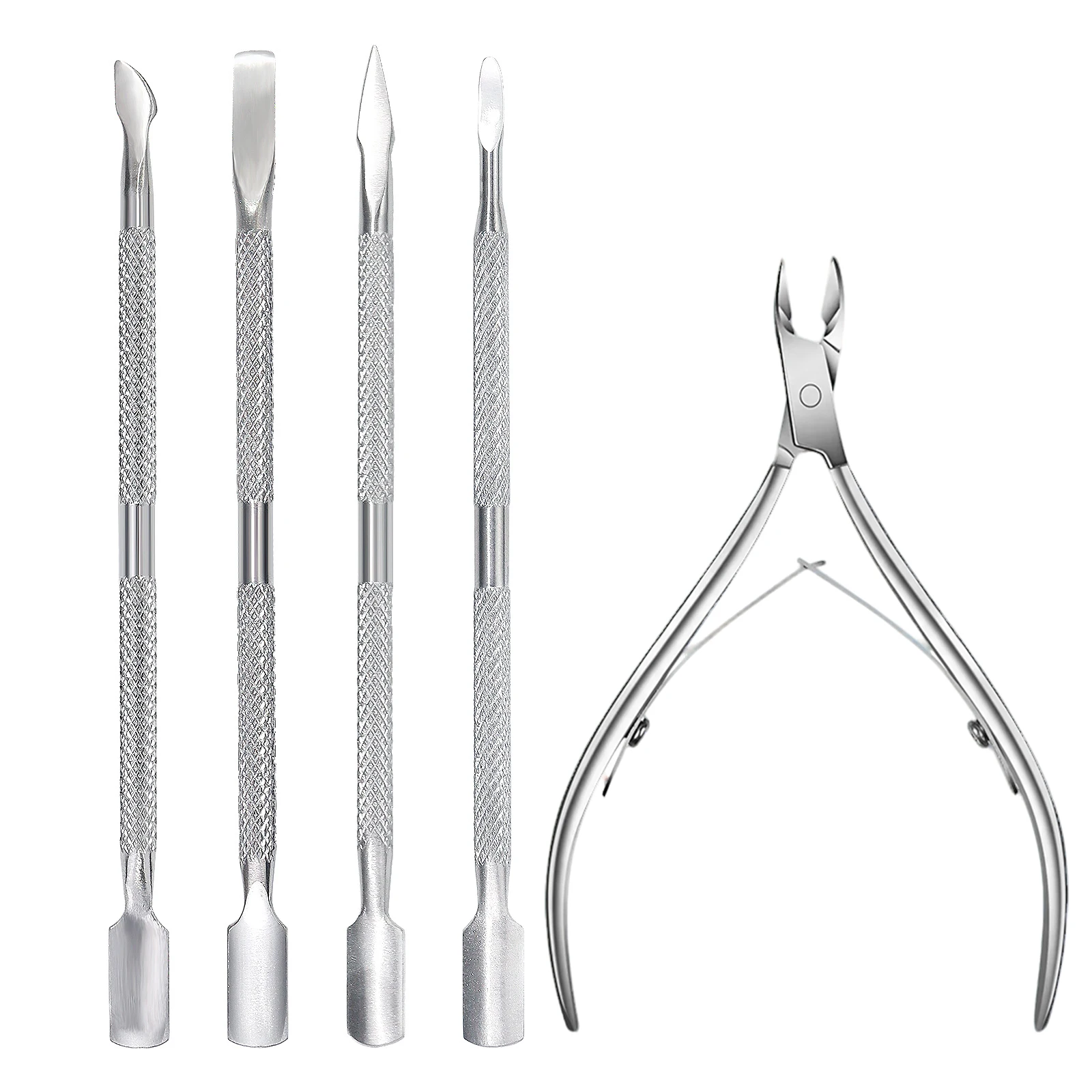 4/5Pcs Nail Professional Stainless Steel Nail Cutter Scissor Nippers Muti Function Cuticle Pusher Remover Nail Care Manicure