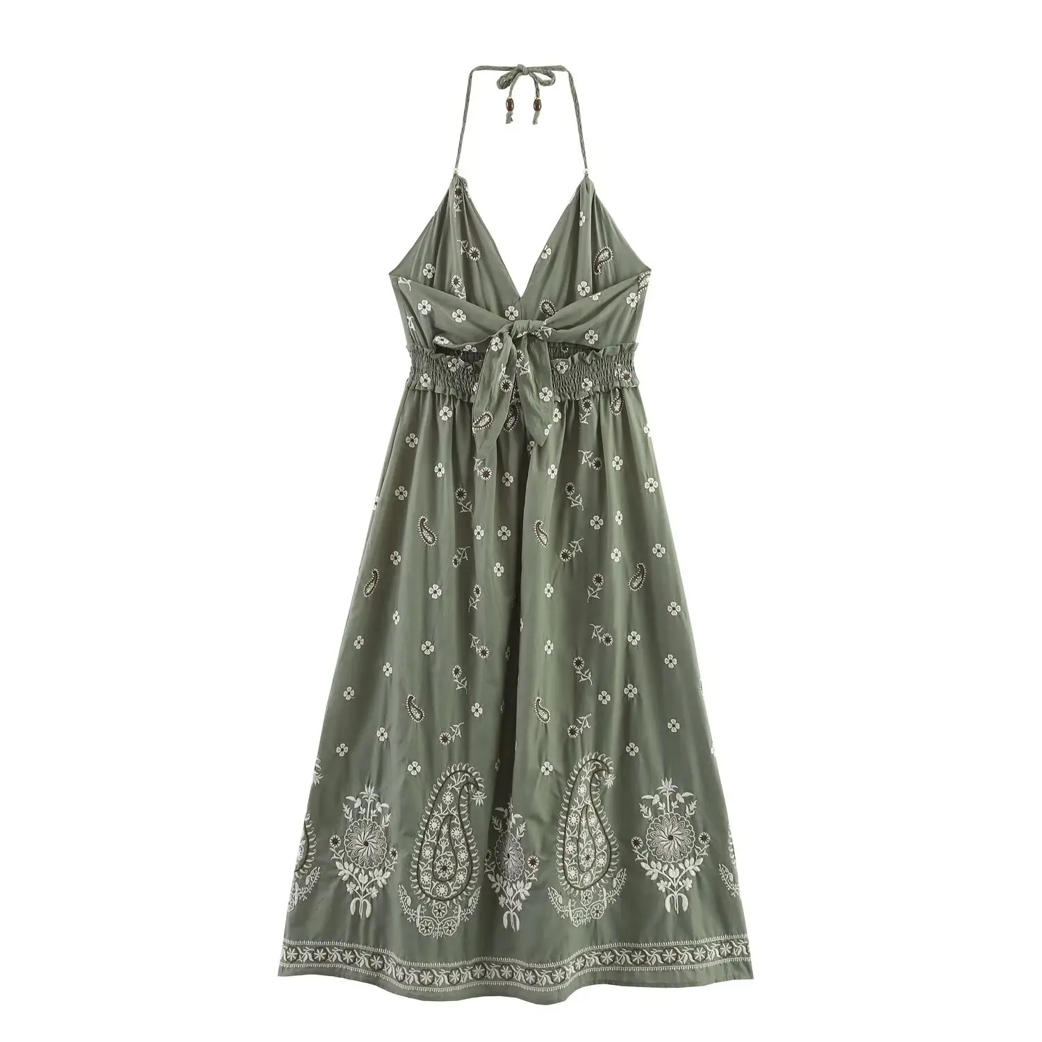 Robe mi-longue brodée simple, vêtements d'été pour femmes, style européen et américain, nouvelle collection