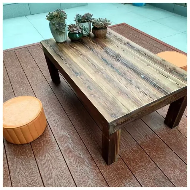 

Outdoor tables and chairs antiseptic wood courtyard table plastic wood rainproof sunscreen outdoor open-air modern leisure balco