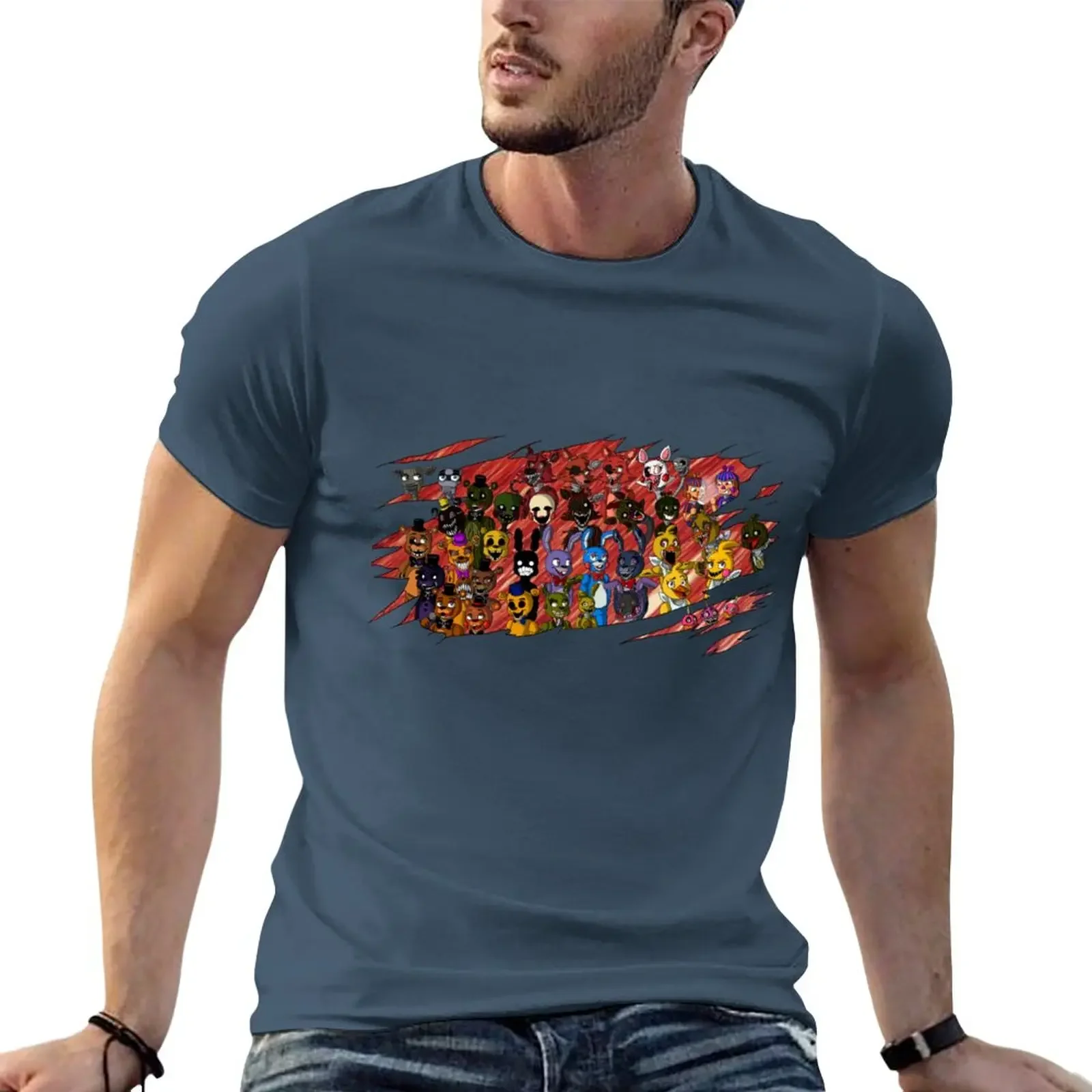 FNaF- All Animatronics Rip Design T-Shirt cute clothes plus sizes kawaii clothes mens t shirt graphic