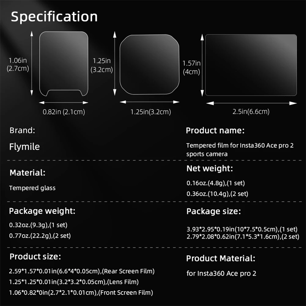 Tempered Glass Lens Screen Protector Screen Protector Camera Lens Protector for Insta360 Ace Pro 2 Protection Accessories Set