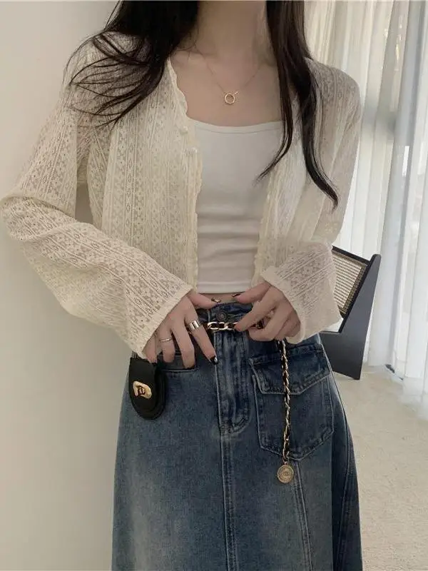 Ultra-Fine Ice-Silk Thin Sunscreen Chiffon Cardigan Women's Summer Small Size Outerwear awl Cover-Up ort Top