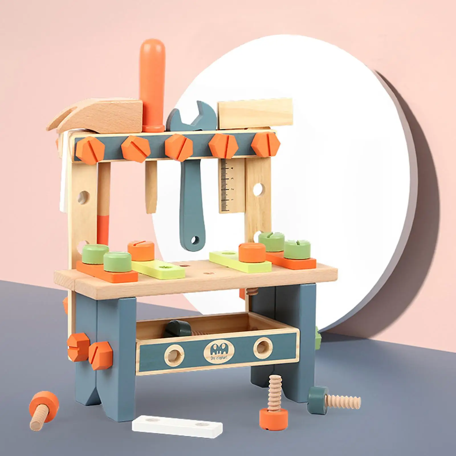 Kids Mini Wooden Play Tool Year Old and up ,Easy to Assemble Wooden Tool Bench Toy Pretend Play Set