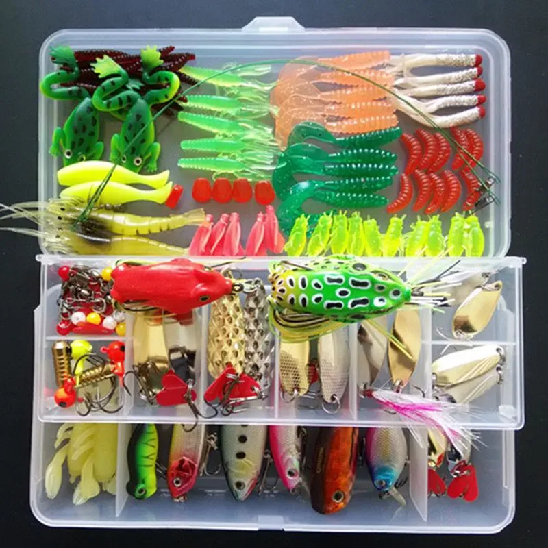 EASYFISH Classic Lure Bait Set Freshwater Seawater Fake Bait Upturned Mouth Sequin Soft Bait Set Thunder Frog Mino Bait Set