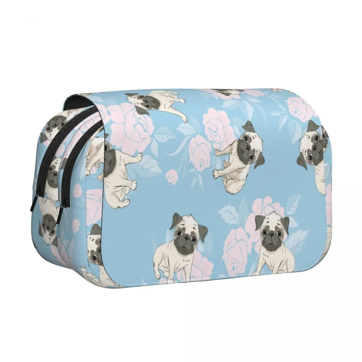 

Пенал-органайзер для ручек и карандашей с изображением французского бульдога, двойной, вместительный, для детей и офиса, для косметики