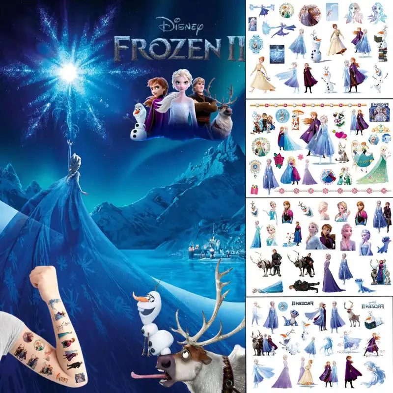 

4Pcs/set Disney New Cartoon Frozen II Temporary Tattoo Stickers Waterproof Tattoo For Funny Birthday Party Gift