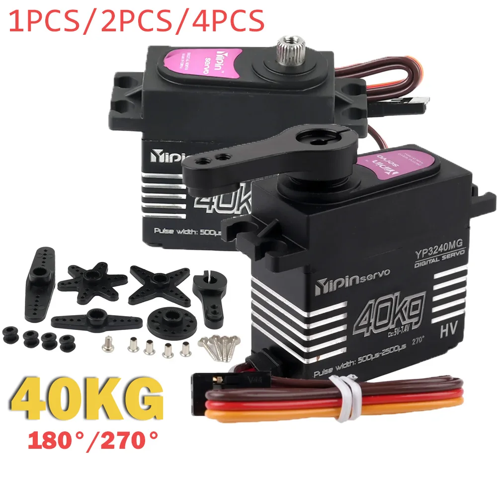 Metall 40 kg digitaler Servomotor mit hohem Drehmoment 180 ° /270 °   Winkelgesteuerte Stahlgetriebeservos DIY Spielzeugteile für RC Crawler Car/Robot