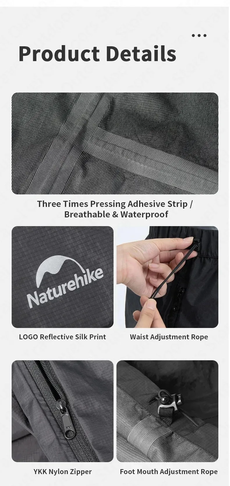 Nature hike regens ichere Hose im Freien tragbare Wander reise wasserdichte atmungsaktive Angel hose Männer Frauen wind dichte Sport hose – Detail 9