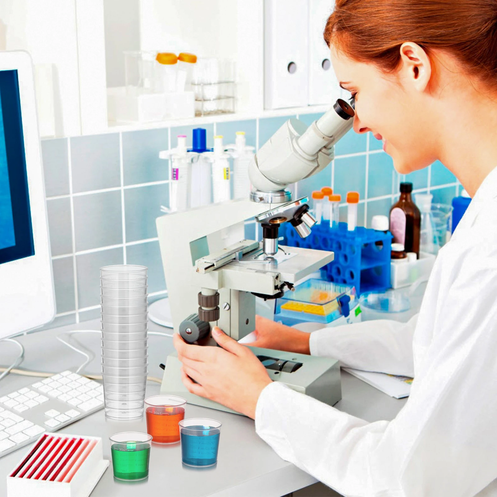 

50Pcs Transparent Plastic Measuring Cups 30ml Graduated Scale Liquid Container Multipurpose for Epoxy Resin Paint Chemical