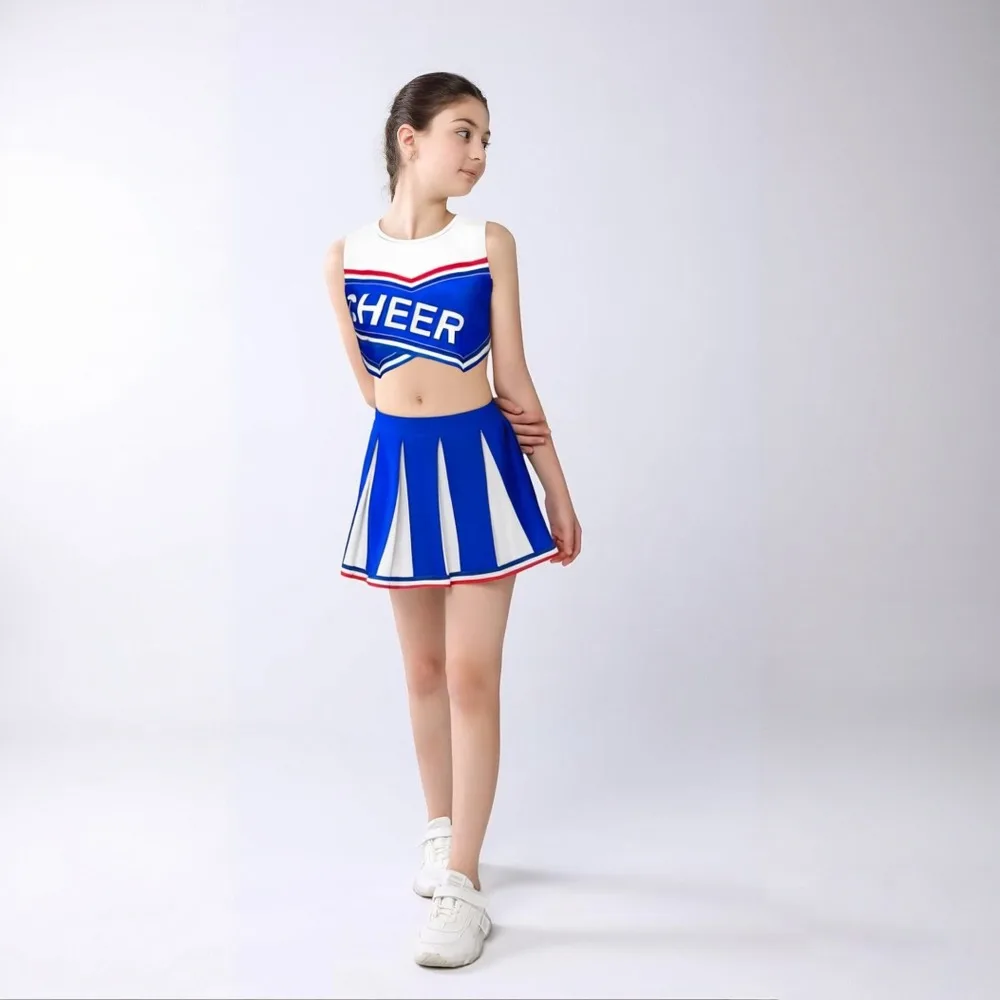 Cheerleader Outfit for Kids Sports Event Dance Performance Team Competition