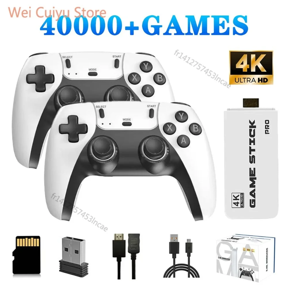 64G Game Stick M15 4K Video TV Spielkonsole Drahtlose Gamepads Videospiel 64G 40000+/50000+ Klassische Arcade-Spiele HD Zwei-Player