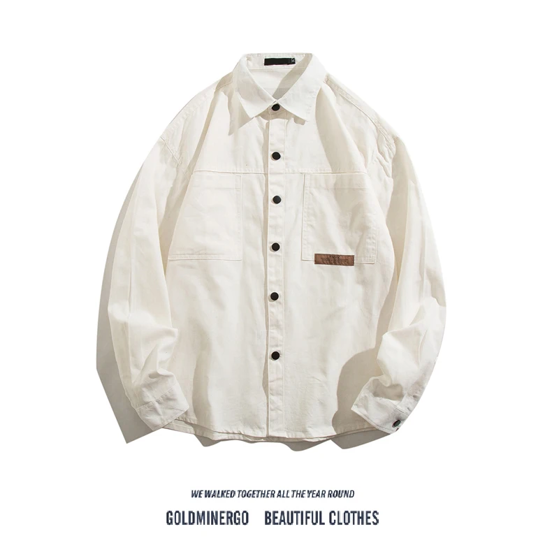 

Мужская рабочая футболка American Sle Heavyweight Work, длинный рукав, модная, свободная, повседневная, универсальная, с воротником, Haome Multi-ket...