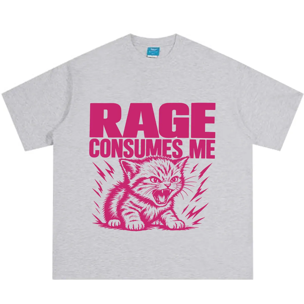 Rage Consumes Me Funny Cat Meme T Shirt Men Women Aesthetic Trend T-shirt Loose and Casual Cotton Oversized T-shirts